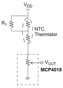 Microchip serially connected digital potentiometer